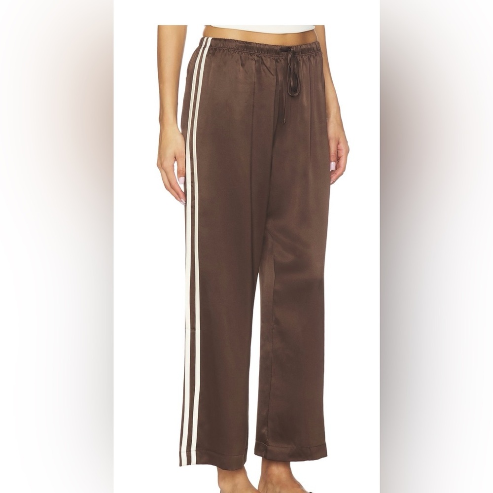 DONNI SILK STRIPE Crop Pant In Espresso Brown Size Large L NWT
